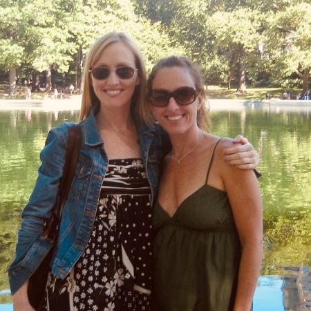 Janel Moloney with her twin sister during International twins day.